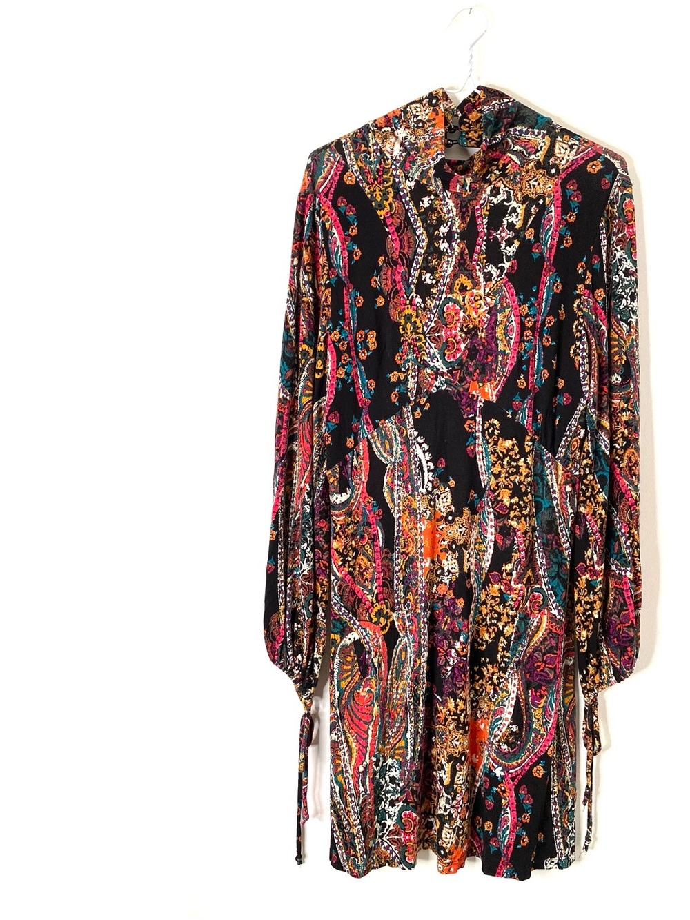 Free People Paisley Print Mock Neck Long Sleeve Mini Dress